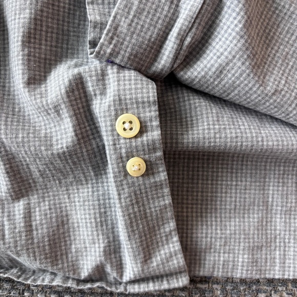 Bloomingdale’s Men’s Store Gray Mini Check Button-Down Shirt Sz L - Picture 3 of 5